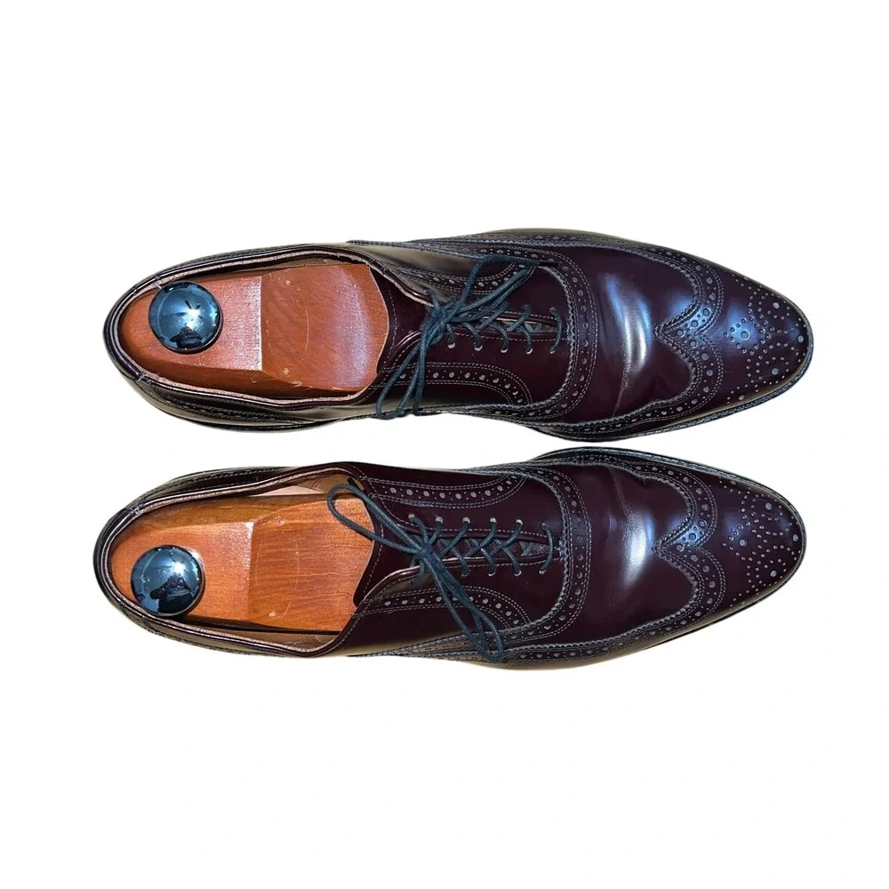 Allen Edmonds Lloyd Wingtip Oxford Mens 12 Burgundy Leather Brogue Dress Shoes